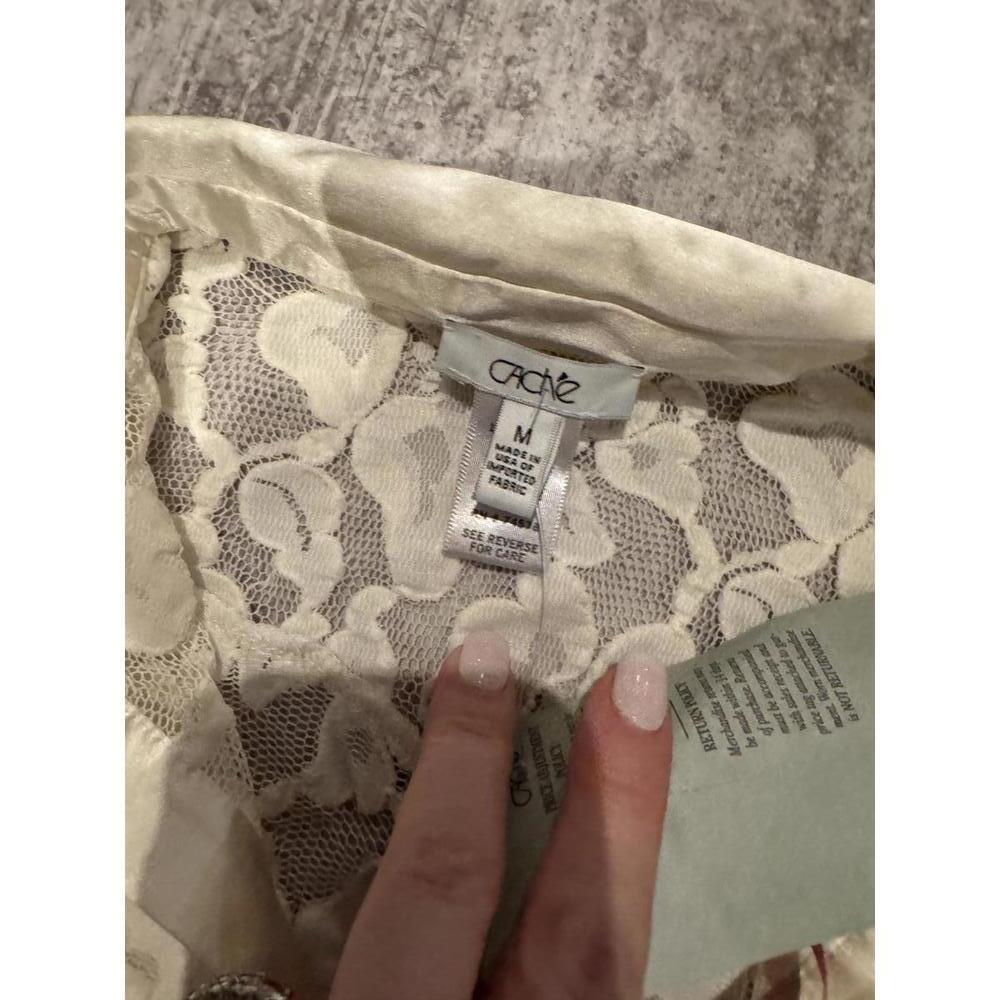NWT Deadstock Cache Women's Lace Long Sleeve Blouse w Silk Collar Medium - Picture 3 of 5